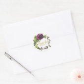 Sticker Rond Purple Peony Flower Nom de la fille ID456 (Enveloppe)