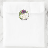 Sticker Rond Purple Peony Wreath Mère de la mariée ID456 (Sac)