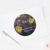 Sticker Rond Purple Prickly Pear Opuntia Cactus Fleurs Jaunes (Enveloppe)