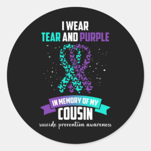 Sticker Rond Purple Ribbon Suicide Prevention
