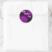 Sticker Rond Purple Rose Happy Fête des Mères design (Sac)