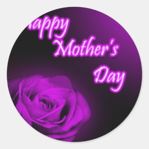 Sticker Rond Purple Rose Happy Fête des Mères design