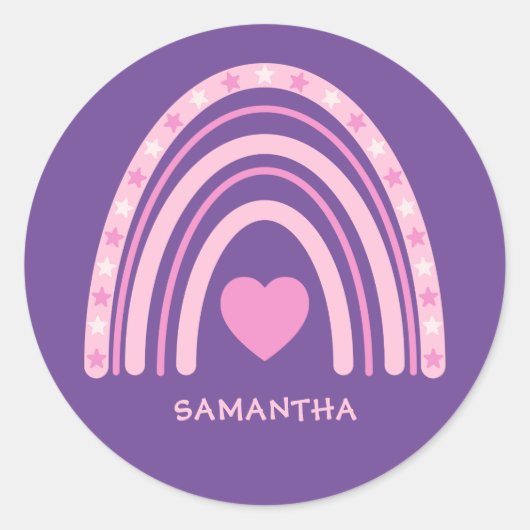 Sticker Rond Purple rose Rainbow Nom de l'école (Devant)
