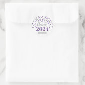 Sticker Rond Purple Silver Confetti Graduation 2024 (Sac)