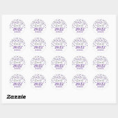 Sticker Rond Purple Silver Parties scintillant Confetti Graduat (Feuille)
