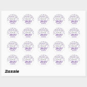 Sticker Rond Purple Silver Parties scintillant Confetti Graduat (Feuille)