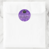 Sticker Rond Purple Sparkle Graduate Custom Graduate Party (Sac)