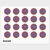 Sticker Rond Purple Star Orange Swirl Trip Abstrait Glow Party (Feuille)