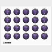 Sticker Rond Purple String éclaire Rustique Bois Mariage Faveur (Feuille)
