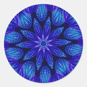 Sticker Rond Purple & Teal Petals Mandala