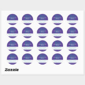 Sticker Rond Purple Turquoise Simple Mariage initial Favoriser (Feuille)