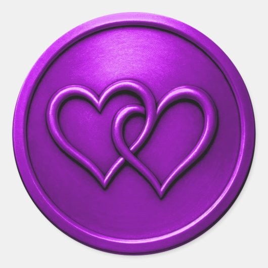 Sticker Rond Purple Two Hearts Intertwined Wedding (Devant)