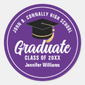 Sticker Rond Purple White High School Fête de graduation person (Devant)