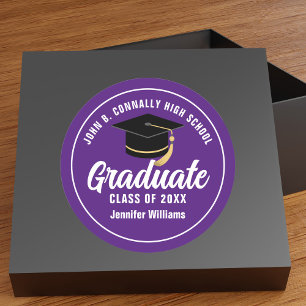 Sticker Rond Purple White High School Fête de graduation person