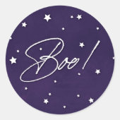 Sticker Rond Purple + White Scattered Stars Boo ! Halloween (Devant)