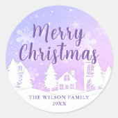 Sticker Rond Purple Winter Wonderland Joyeux Noël (Devant)
