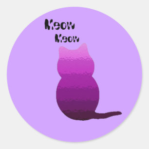 Sticker Rond purpleshadeglass, Meow, Meow