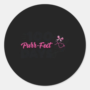 Sticker Rond Purr-fect Jours Cute Chat Étudiant École Fun Kitte
