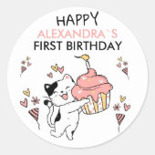 Sticker Rond Purr-fect Premier Anniversaire Kitten (Devant)