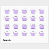 Sticker Rond Purr-ple Funny Fat Kitty Chat Pun (Feuille)