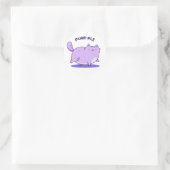 Sticker Rond Purr-ple Funny Fat Kitty Chat Pun (Sac)
