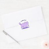 Sticker Rond Purr-ple Funny Fat Kitty Chat Pun (Enveloppe)