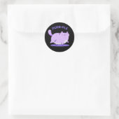 Sticker Rond Purr-ple Funny Gras Kitty Chat Pun Dark BG (Sac)