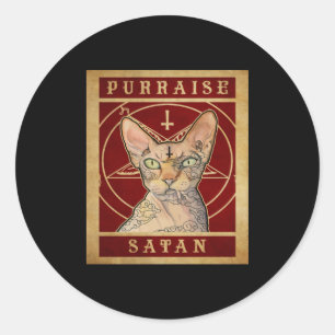 Sticker Rond Purraise Satan Sphynx