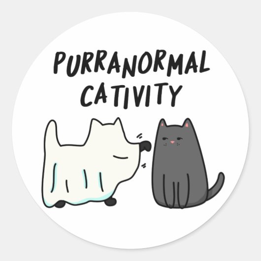 Sticker Rond Purranoral Cativité Funny Halloween Cat Pun (Devant)