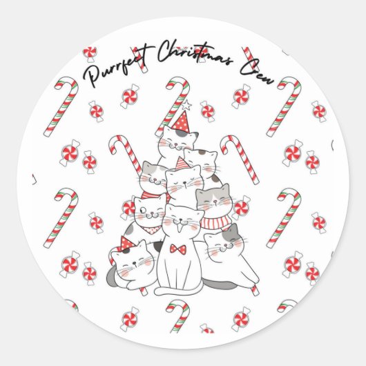 Sticker Rond Purrfect Christmas Crew Holiday Sickers (Devant)