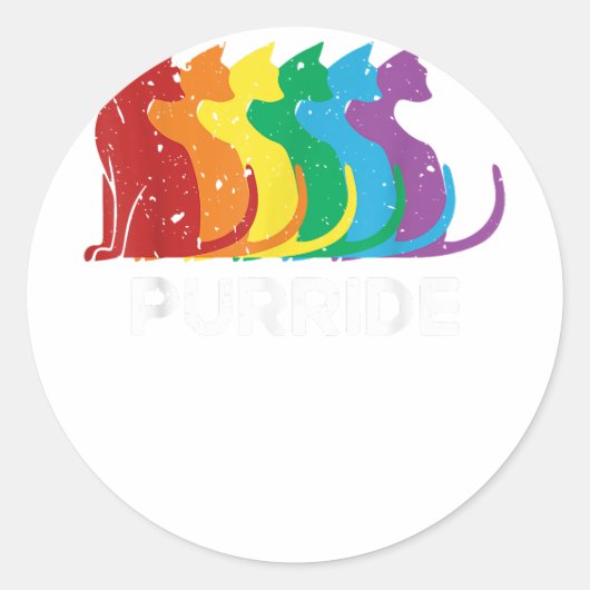 Sticker Rond Purride Cat Pride Ally LGBT Community Rainbow Prid (Devant)