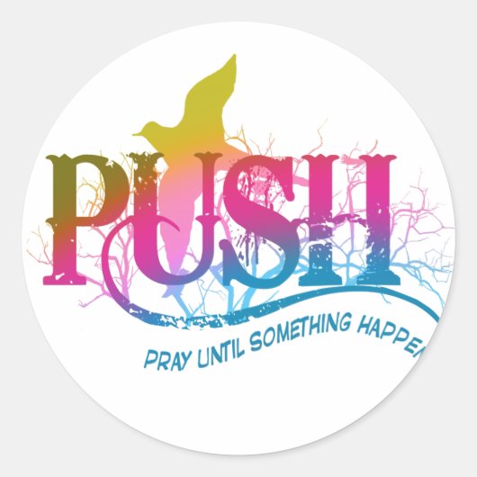 Sticker Rond PUSH arc-en-ciel (Devant)