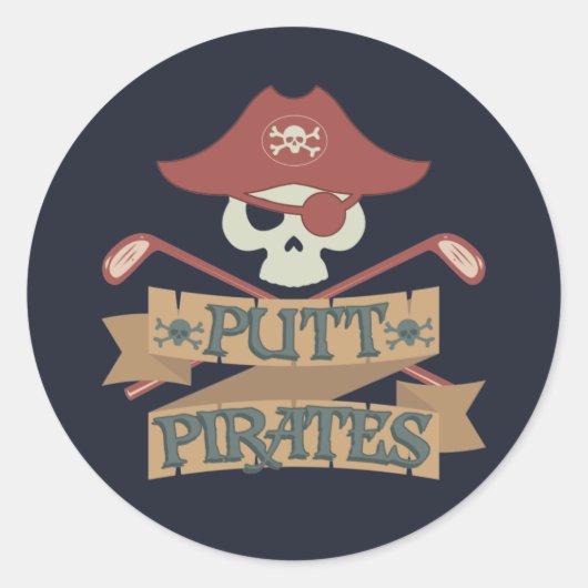 Sticker Rond Putt Pirates Golf Hobby Sports (Devant)