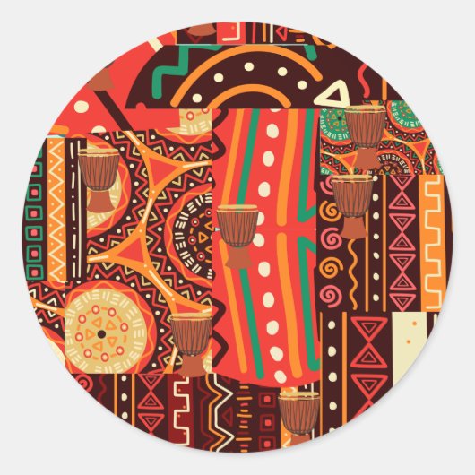 Sticker Rond Puzzle Afrocentré Kente Jigsaw (Devant)