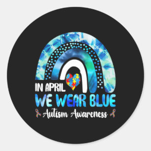 Sticker Rond Puzzle Arc En Avril Nous Portons Blue Autism Award