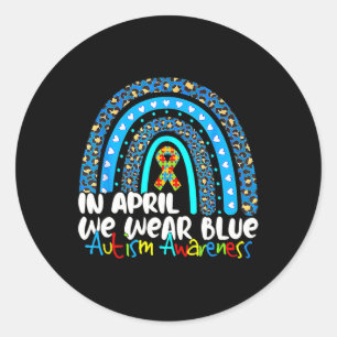Sticker Rond Puzzle Arc En Avril Nous Portons Blue Autism Award