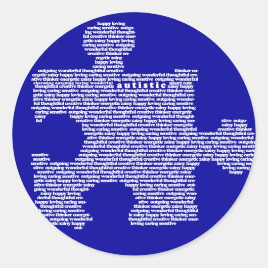 Sticker Rond Puzzle bleu Autisme Peice (Devant)