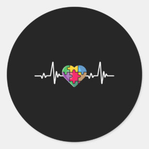 Sticker Rond Puzzle cardiaque Sensibilisation sur l'autisme aut