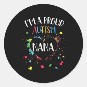 Sticker Rond Puzzle Coeur Je suis un fier Autisme Nana Autisme