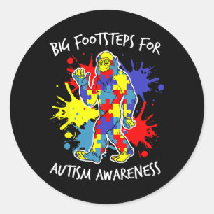 Sticker Rond Puzzle coloré Sensibilisation à l'utisme Bigfoot A