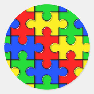 Sticker Rond Puzzle d'autisme