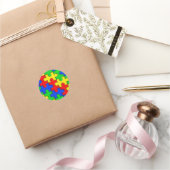 Sticker Rond Puzzle de l'autisme (Cadeaux)
