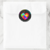 Sticker Rond Puzzle de l'autisme sur le coeur (Sac)