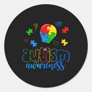 Sticker Rond Puzzle sensibilisation sur l'autisme