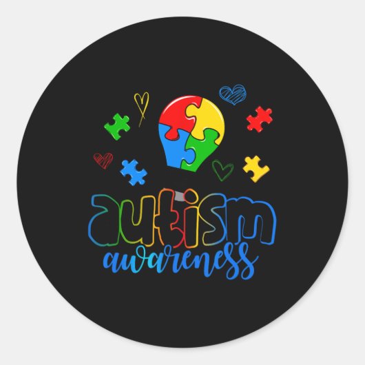 Sticker Rond Puzzle sensibilisation sur l'autisme (Devant)