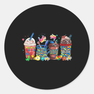 Sticker Rond Puzzle Sensibilisation sur l'autisme Jour Café Lat