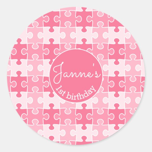 Sticker Rond Puzzles roses doux (Devant)
