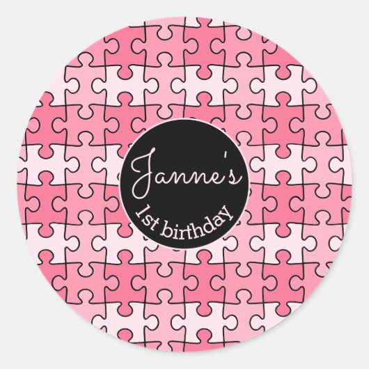 Sticker Rond Puzzles roses roses doux (Devant)
