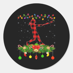 Sticker Rond Pyjama de Noël assorti en carreaux de buffle doux
