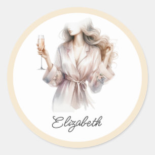 Sticker Rond Pyjama personnalisé et faveur de Prosecco pour ent